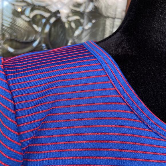 LuLaRoe Womens Dress Size Large Orange Blue Ribbed Striped Amelia NEW - Picture 3 of 5